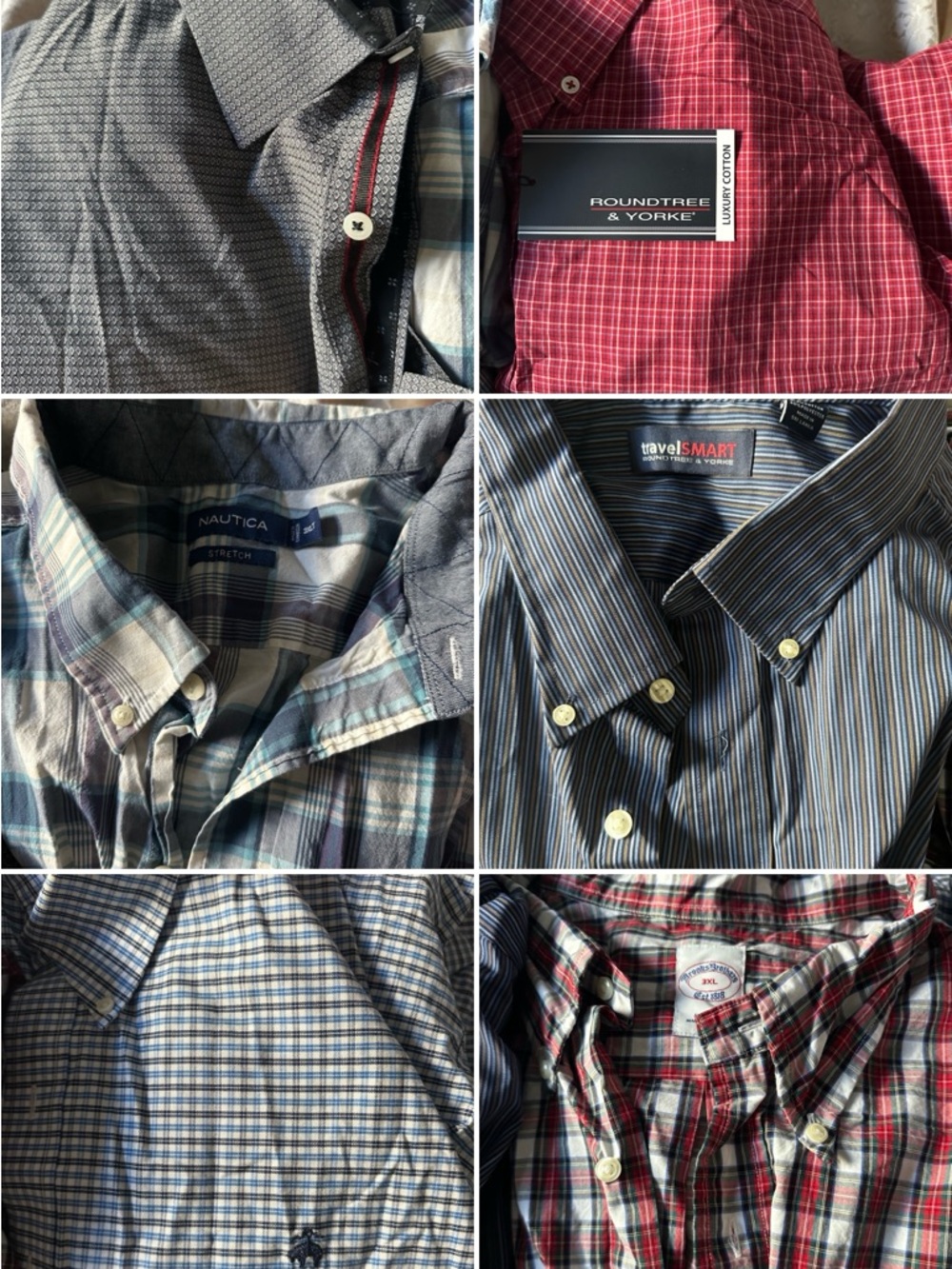 Six 3XL and XLT  Men’s Button-Down Shirts